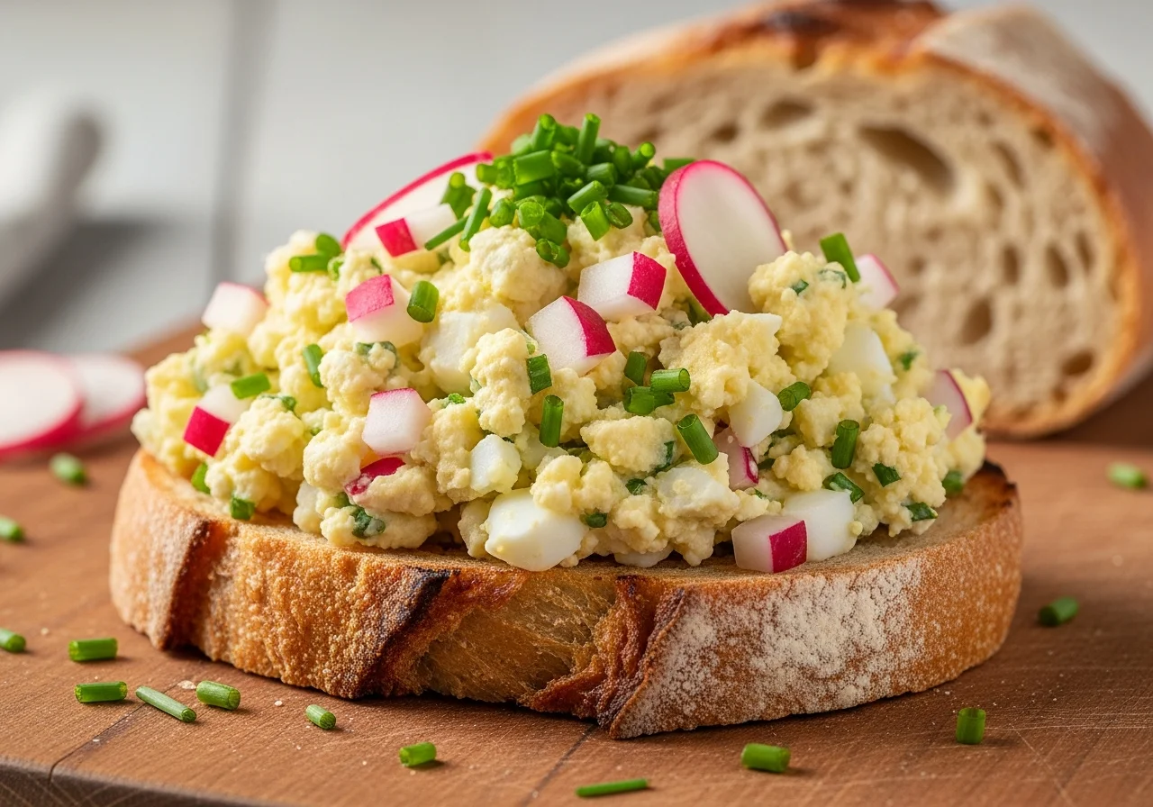 Klasyczna pasta jajeczna ze świeżym szczypiorkiem i rzodkiewką